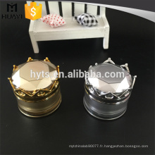 Bouteille acrylique de 20g de forme ronde or et argent acrylique avec le chapeau de couronne